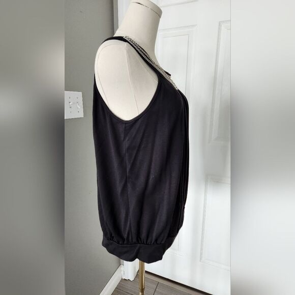 Michael Kors black sleeveless top with chain detail - Size Medium - Picture 5 of 8